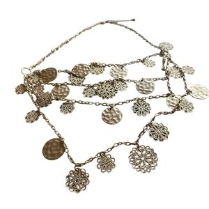 Gold Multi-Strand Necklace with Intricate Medallions